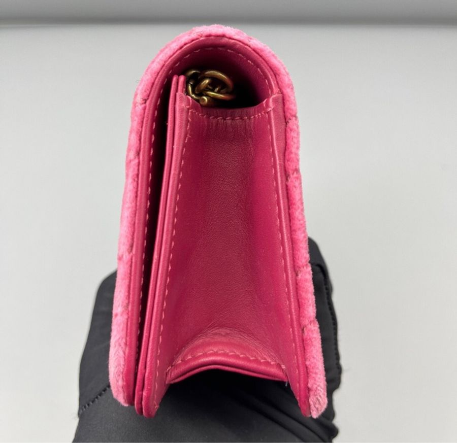 【七夕送禮之選💗限定情人節系列✨】Gucci Marmont馬蒙小woc絲絨款水鑽玫紅色-2