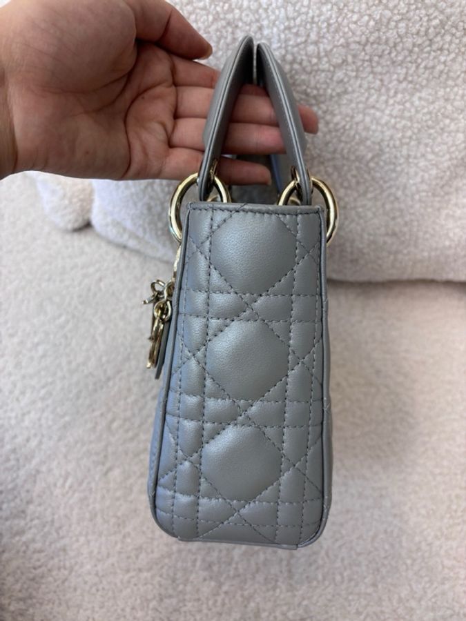 迪奧 Dior 藤格紋乳灰三格 23編碼 羊皮戴妃包-3