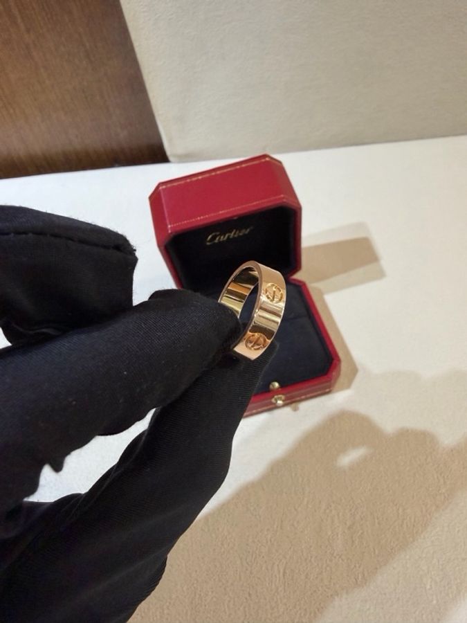 卡地亞 Cartier 寬版 Love系列 玫瑰金戒指 54碼 男女同款-4