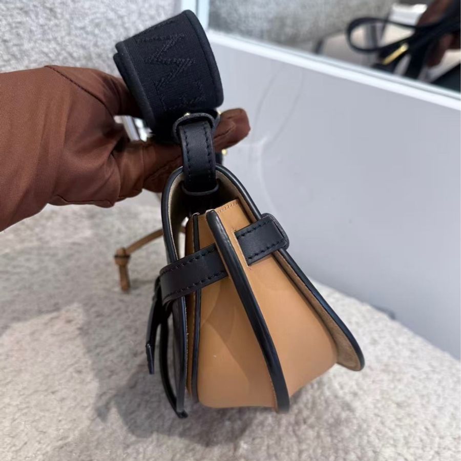 99新Loewe Gate mini馬鞍包，黑棕拼色，迷你款，寬肩帶可調節-2