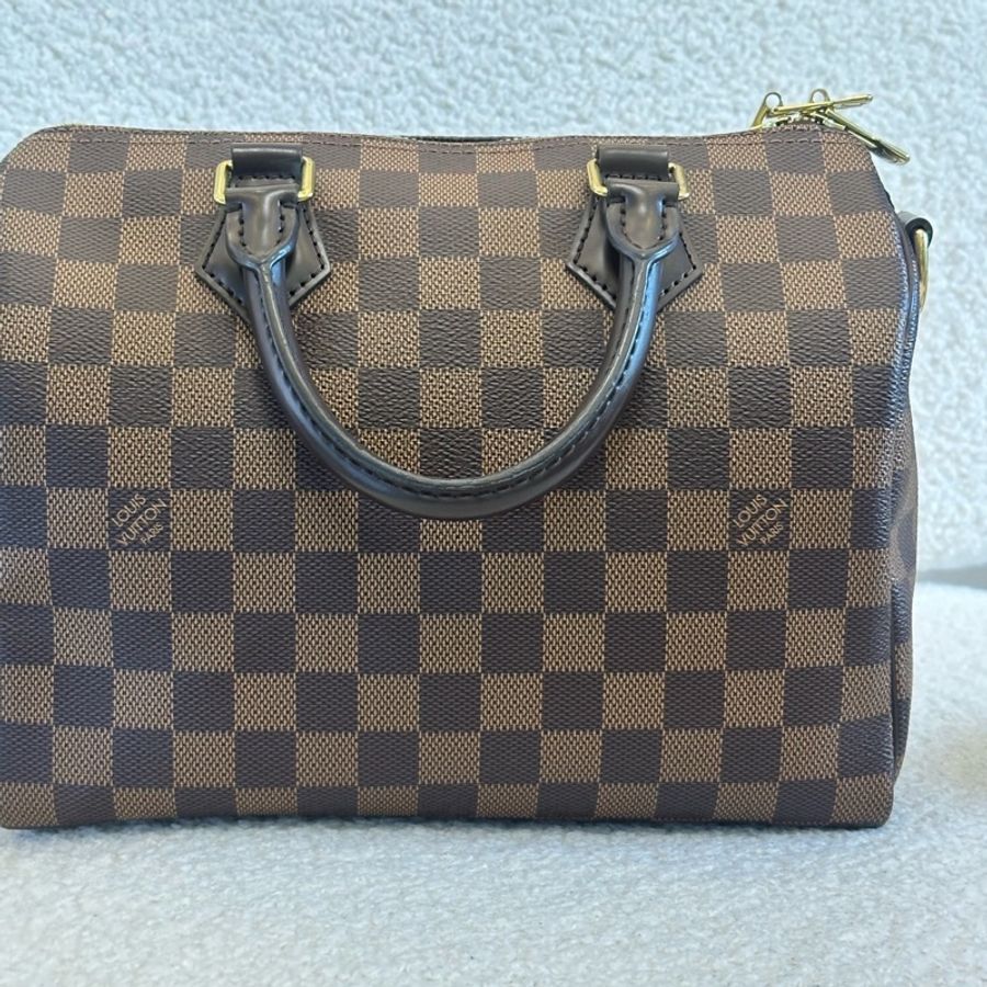 LV Speedy25 棋盤格 芯片款 經典老花-0