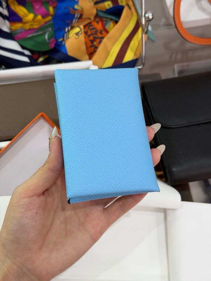 Hermès 愛馬仕卡包Calvi糖果藍 U 刻 未使用-4