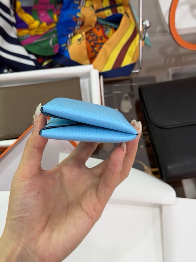 Hermès 愛馬仕卡包Calvi糖果藍 U 刻 未使用-5