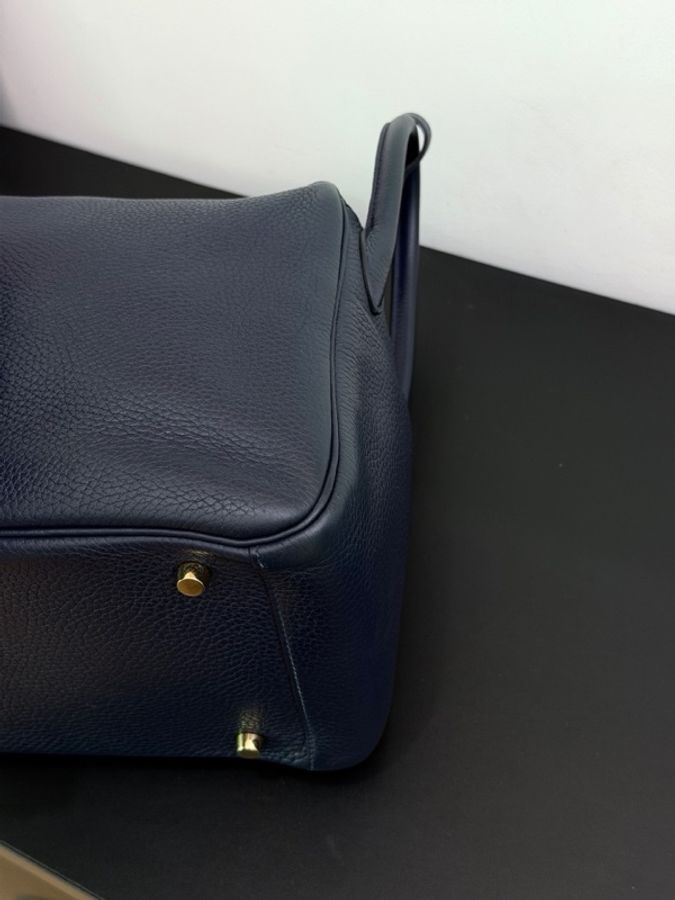Hermès 愛馬仕Lindy30午夜藍淡金扣 X刻-15