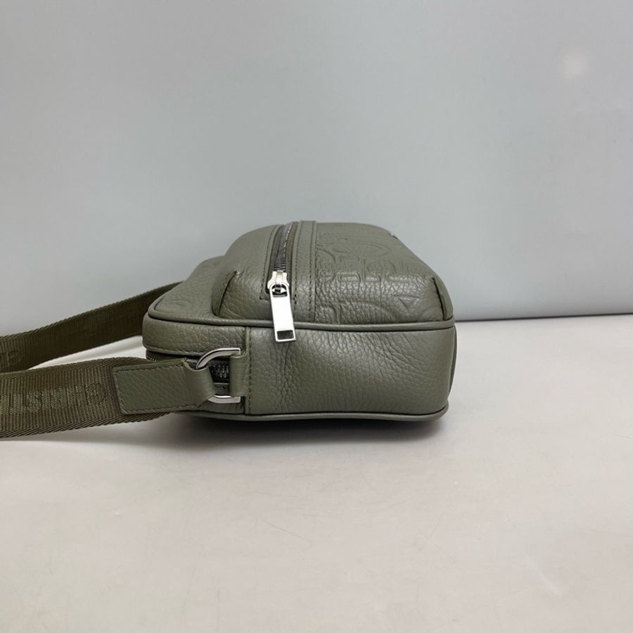 Dior • 經典軍綠色皮革壓紋郵差包-4