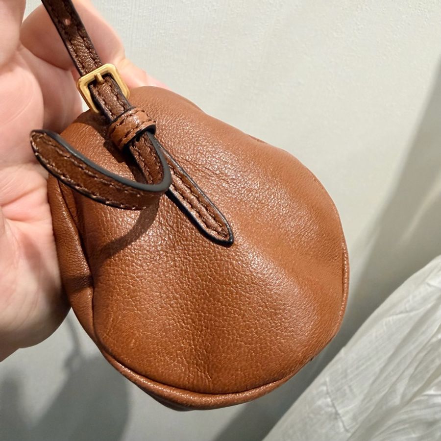 MIU MIU 皮革 圓筒包 筆筒包 肩背包 棕-5