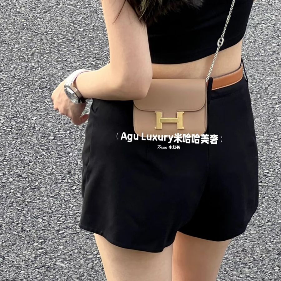 Hermes • 經典Constance 奶茶色金釦Slim錢包 全配🈶盒-2