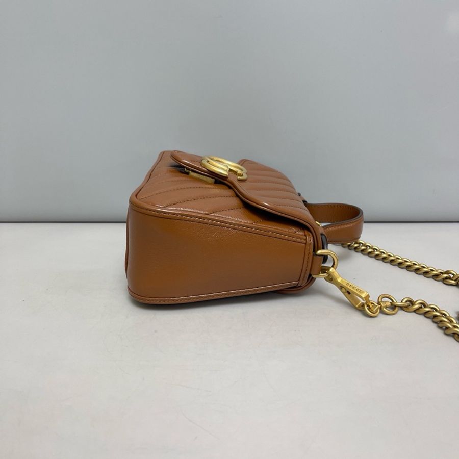 Gucci • 經典Marmont 馬蒙焦糖棕金釦郵差包 🈶原廠塵袋-2