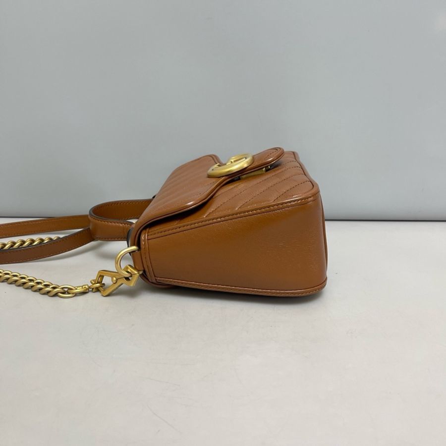 Gucci • 經典Marmont 馬蒙焦糖棕金釦郵差包 🈶原廠塵袋-3
