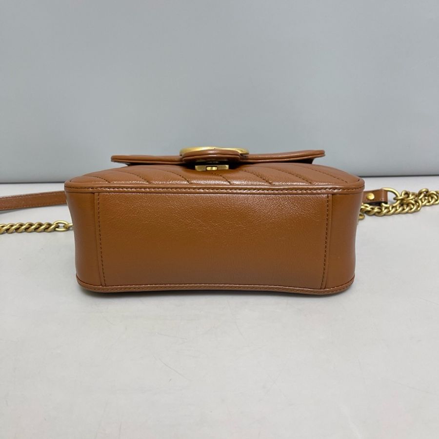 Gucci • 經典Marmont 馬蒙焦糖棕金釦郵差包 🈶原廠塵袋-4