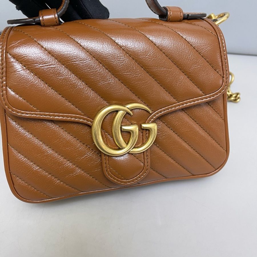 Gucci • 經典Marmont 馬蒙焦糖棕金釦郵差包 🈶原廠塵袋-6