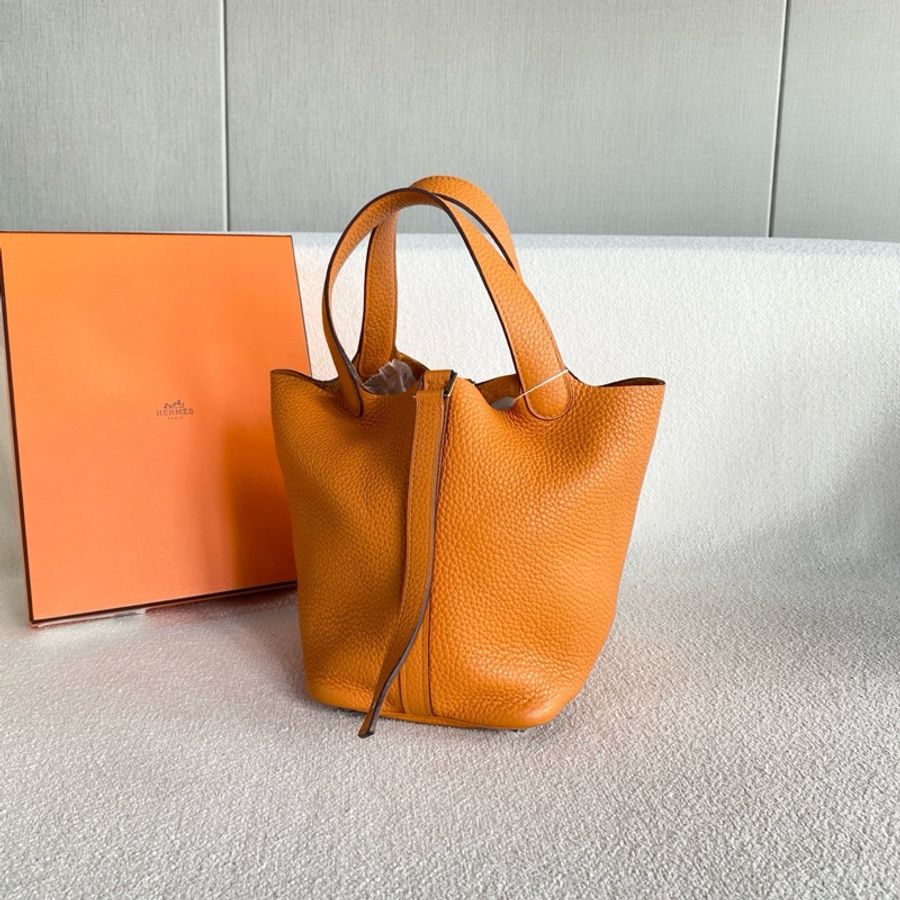 Hermes • 經典Picotin 18 橘色Tc皮銀釦菜籃子 大全配🈶購證-5