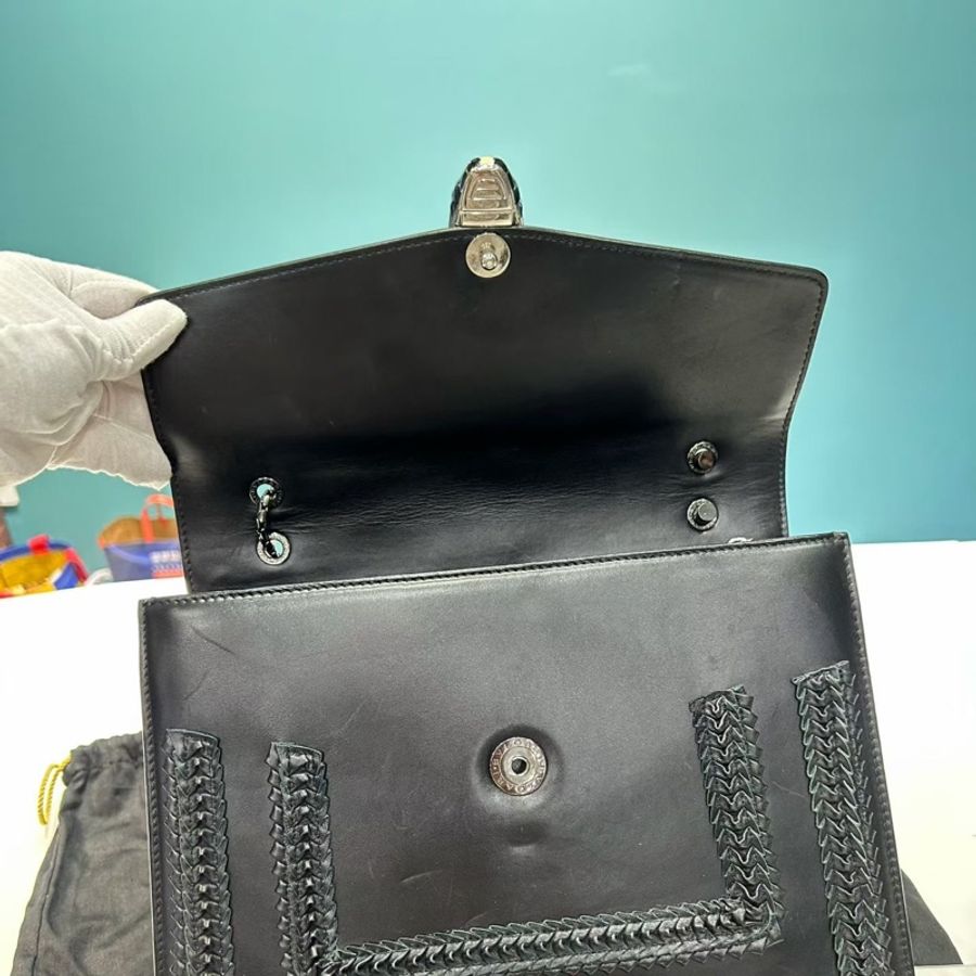 Bvlgari • 經典編織牛皮蛇頭鏈條包 大號 🈶原廠塵袋-7