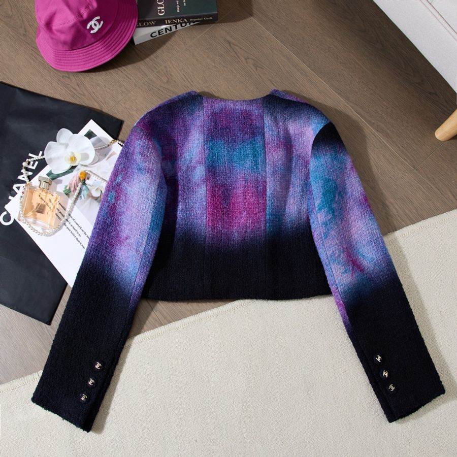 Chanel 20A早秋工藝坊紫藍星空漸變tweed短外套 Size40-8