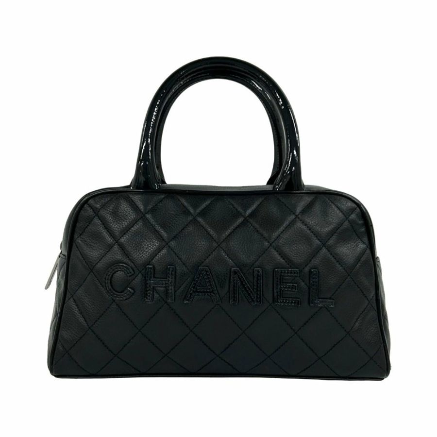 香奈兒 (CHANEL) 漆皮迷你波士頓包,黑色,帶標誌,貨號 15-10-0