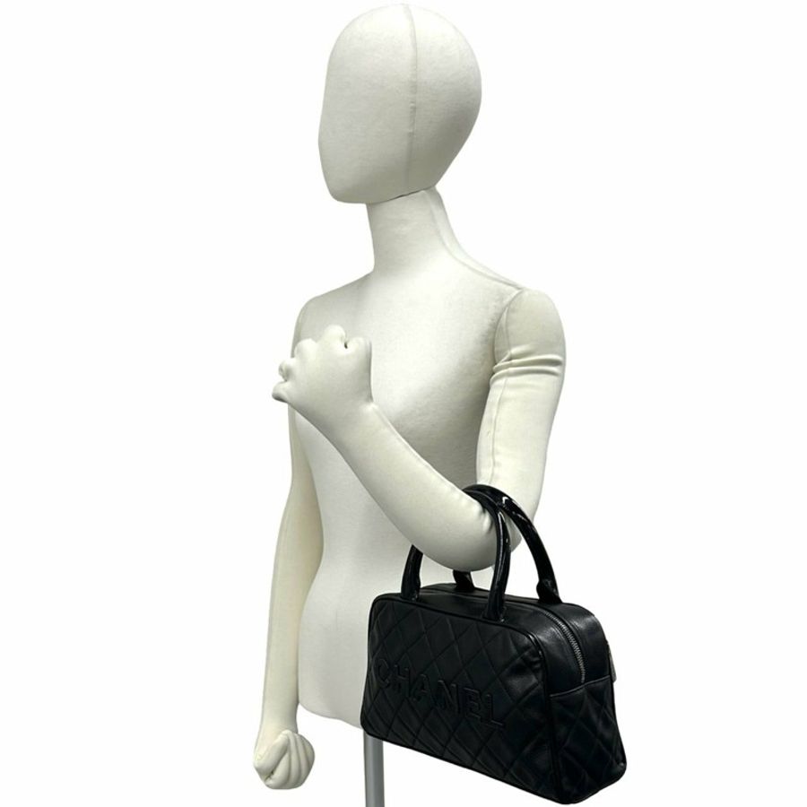 香奈兒 (CHANEL) 漆皮迷你波士頓包,黑色,帶標誌,貨號 15-10-1