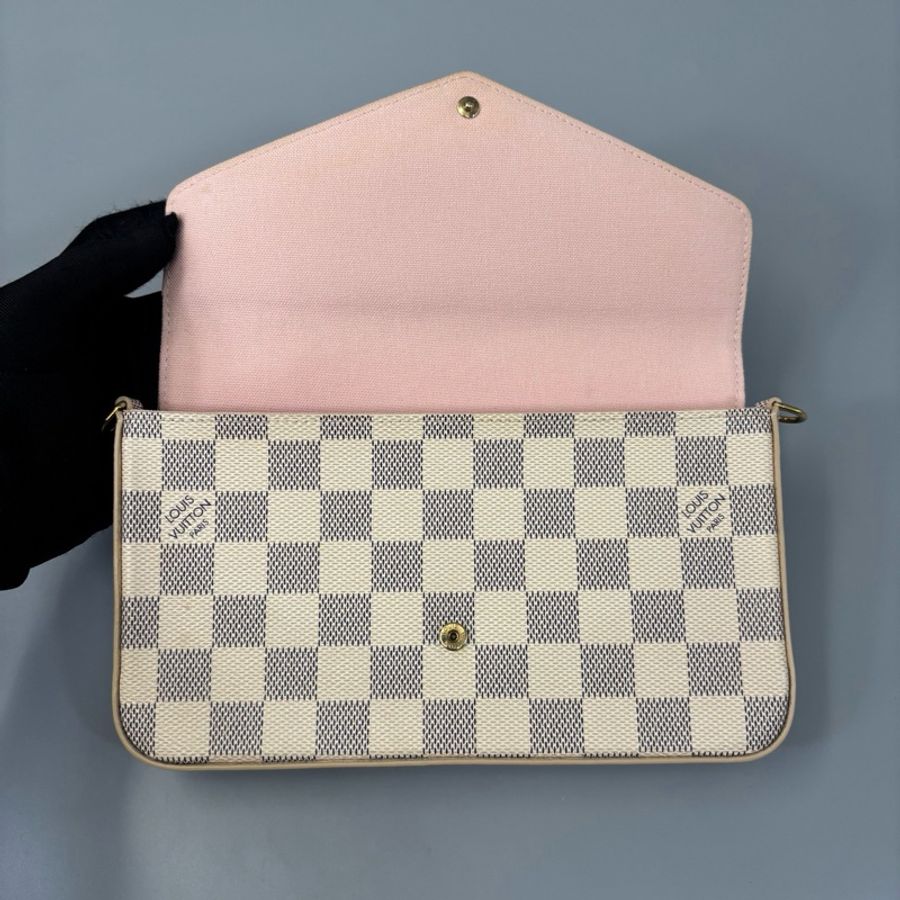 Louis Vuitton 路易威登 白棋盤格三合一鏈條斜挎包 芯片 尺寸21*12-7