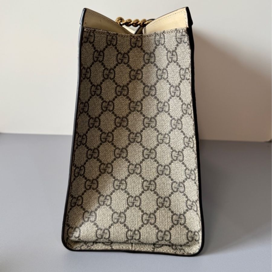 GUCCI 古馳 Padlock 小三包 白色拼老花大號036黑標-1