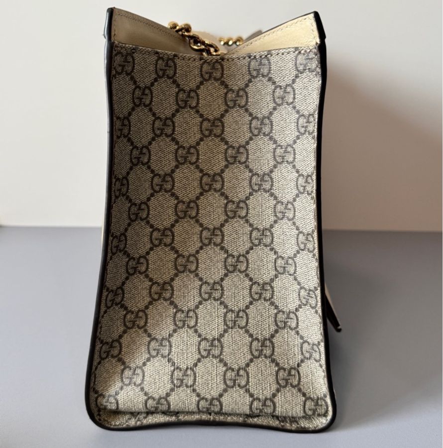 GUCCI 古馳 Padlock 小三包 白色拼老花大號036黑標-3