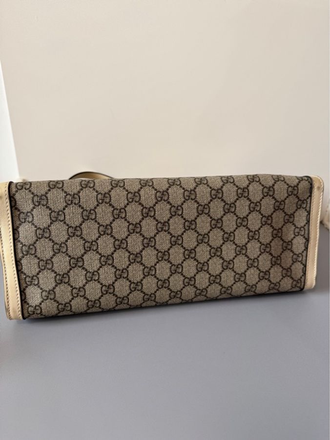 GUCCI 古馳 Padlock 小三包 白色拼老花大號036黑標-8