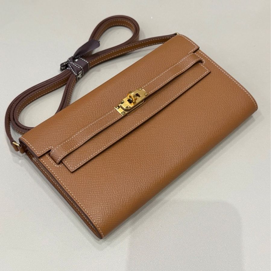 Hermes愛馬仕金棕金扣kelly to go斜挎包epsom皮-7