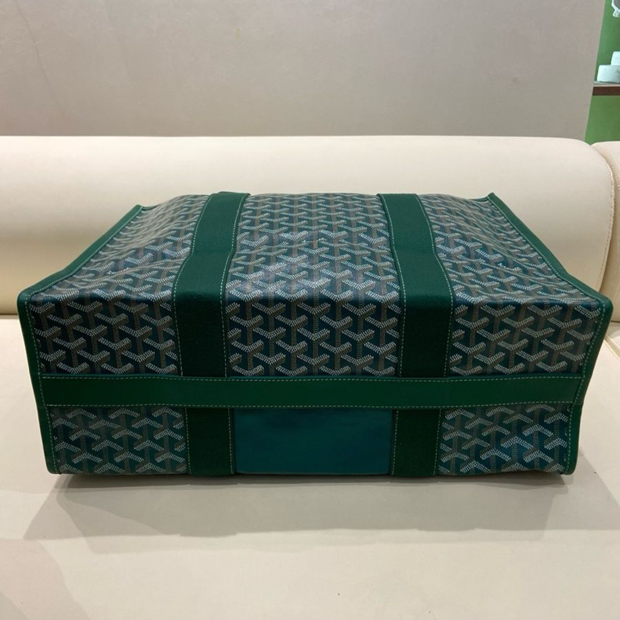 Goyard戈雅 Tote 綠色老花拼卡通印花 塗層帆布拼牛皮托特包肩背包購物袋-4
