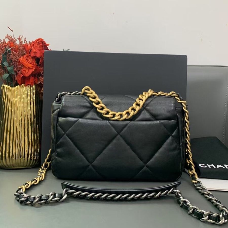 Chanel香奈兒19bag小號黑金鍊條包芯片 單肩鏈條包-1