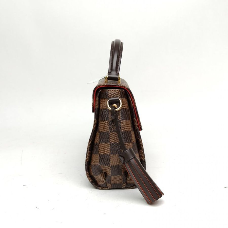 LOUIS VUITTON Croisette郵差包棕色棋盤格PVC金扣肩背包-3