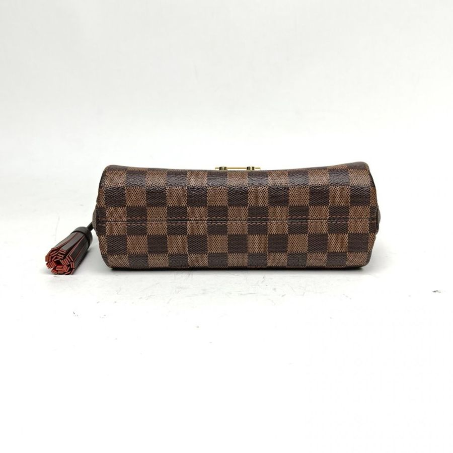 LOUIS VUITTON Croisette郵差包棕色棋盤格PVC金扣肩背包-4