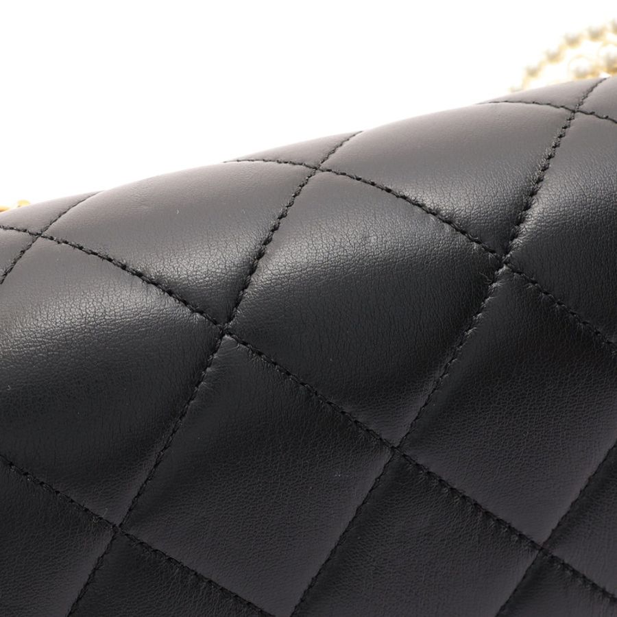 CHANEL 香奈兒 兩用包 黑色 羊皮 金扣-10