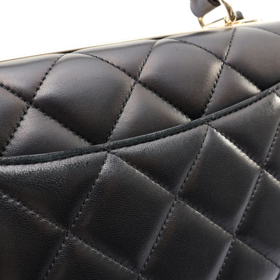 CHANEL 香奈兒 Flap Bag with Top Handle 肩背包 黑色 菱格紋 羊皮 A92236-16