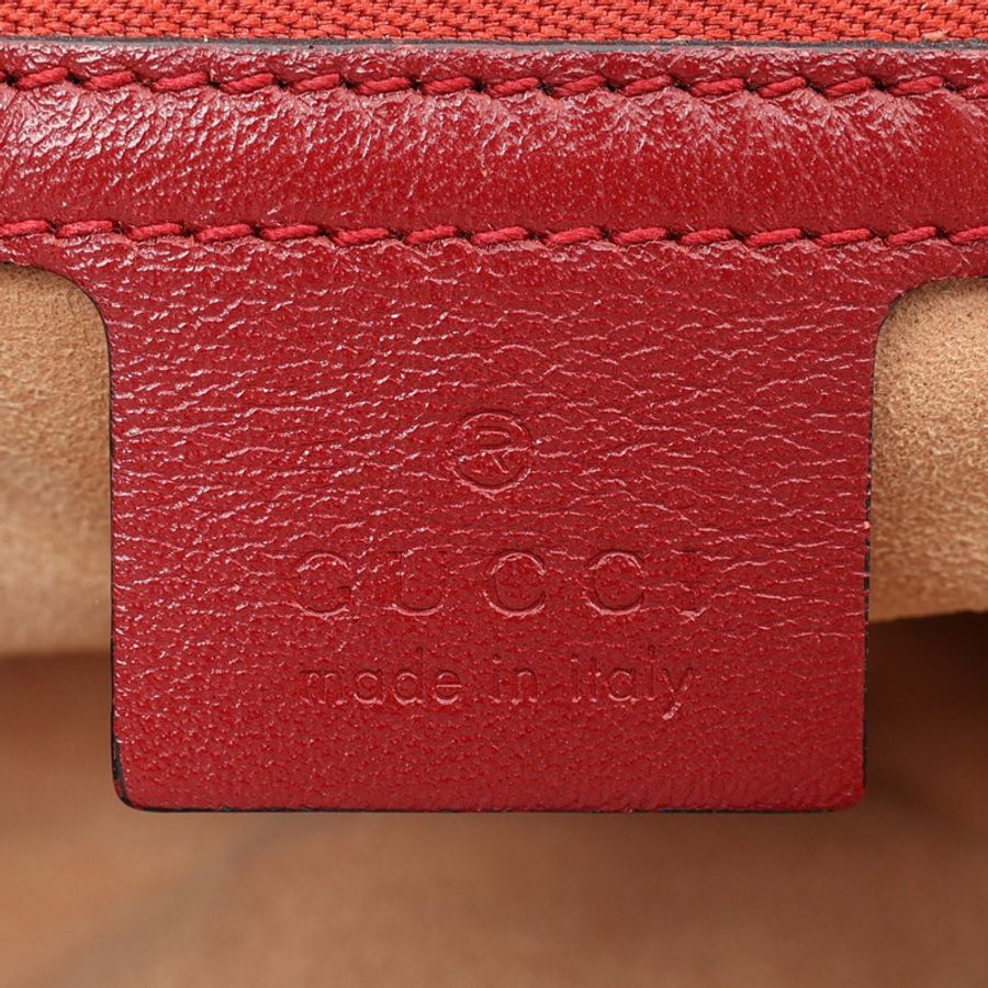 GUCCI 古馳 GG Marmont 絎縫 小號 肩背包 黑/紅色 牛皮 443497-3