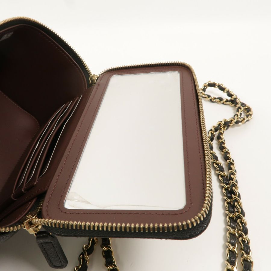 CHANEL 牛皮皮革Vanity Case鏈帶肩背袋-9
