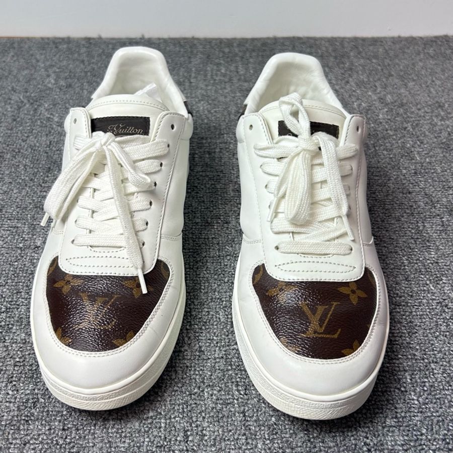 Louis Vuitton 路易威登 LV Rivoli 牛皮 老花logo拼接平紋 運動 低幫 時尚板鞋 男款 白棕色 尺碼:40碼 6碼-3