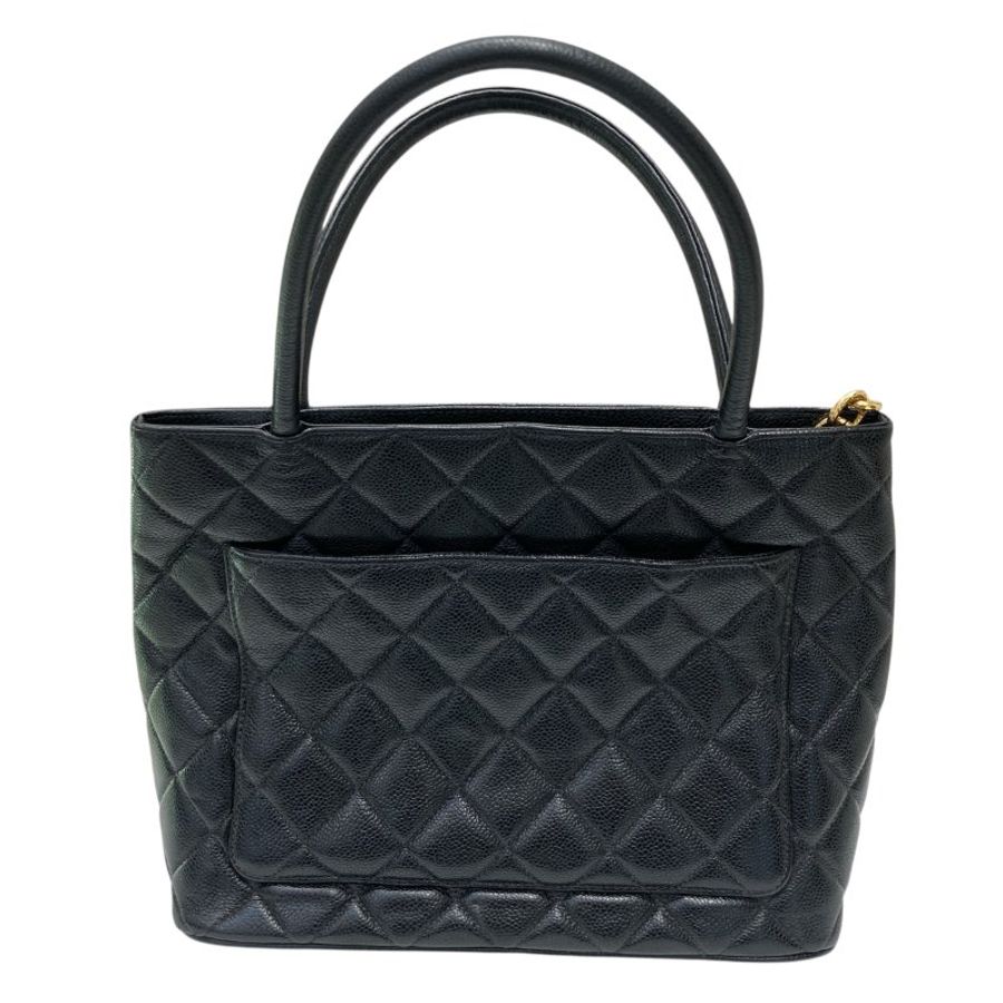 CHANEL 香奈兒 魚子醬皮革 金幣托特包 黑色-1