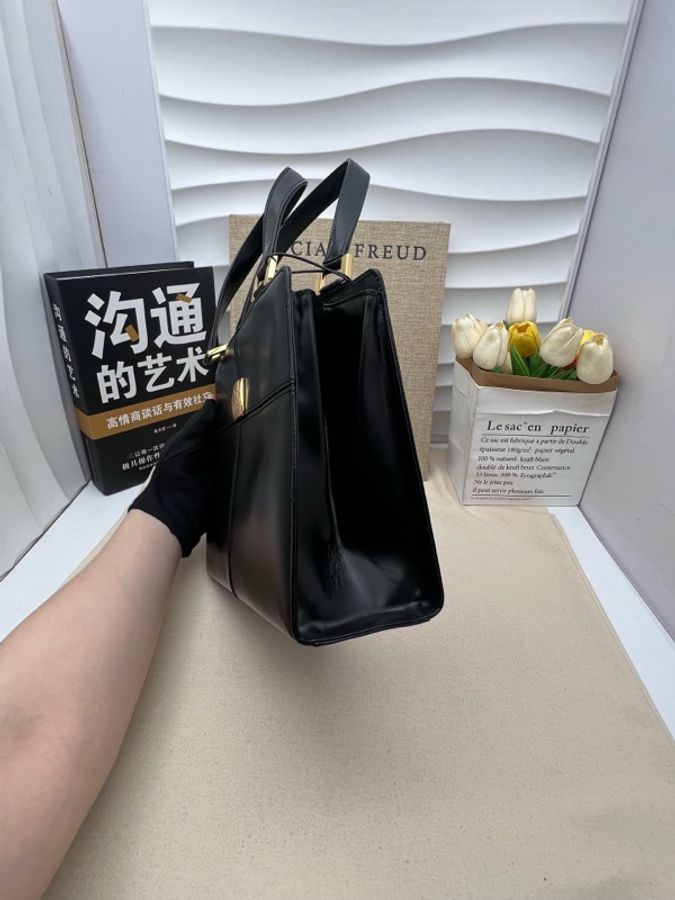 YSL聖羅蘭box皮托特黑色分割方格手-7