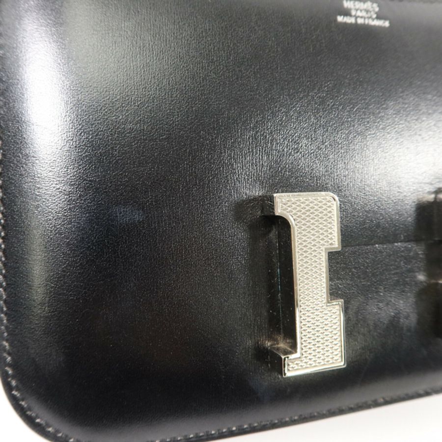 HERMES Box皮革Constance Mini肩背袋Noir-14