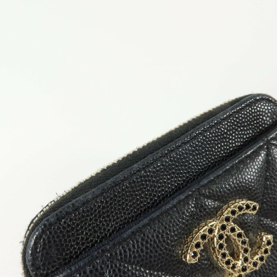 CHANEL 牛皮皮革Zipped Coin Purse金扣零錢包-14