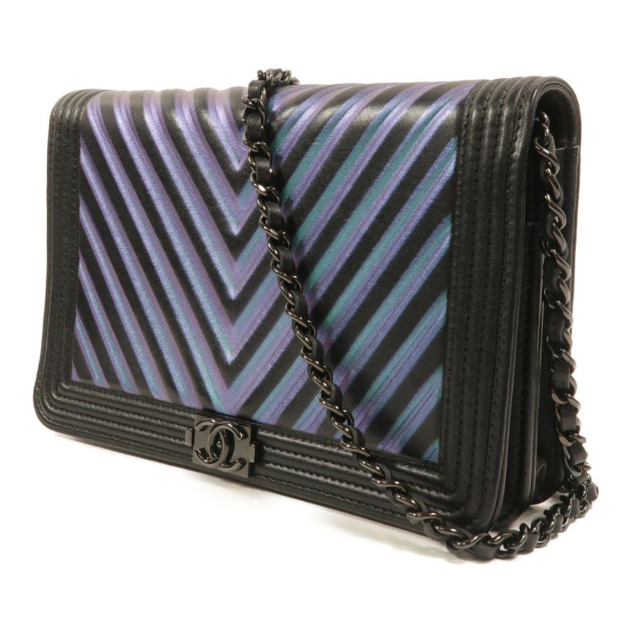 CHANEL 牛皮皮革WOC Wallet On Chain鏈帶肩背袋-2