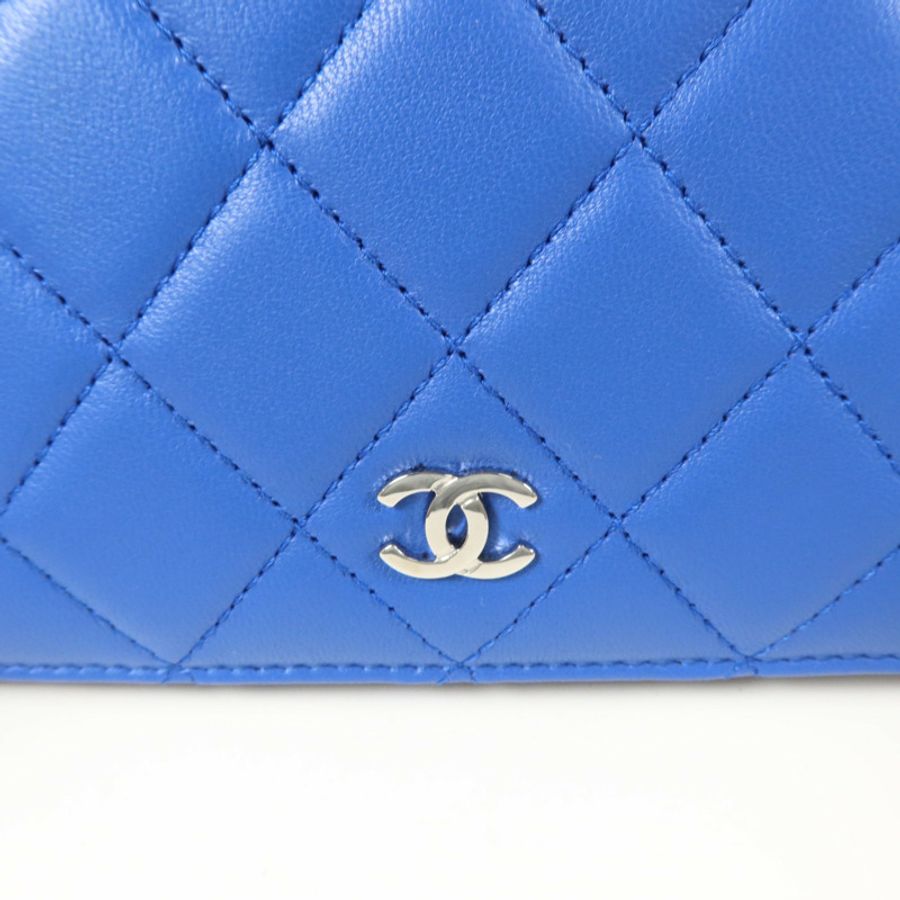 CHANEL 羊皮皮革Long Wallet銀扣長錢包-14