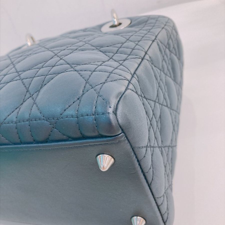 MS0805 Christian Dior 迪奧 戴妃 中號 羊皮 軍藍色 銀扣 Lady Dior Medium Lambskin Navy x PHW-10