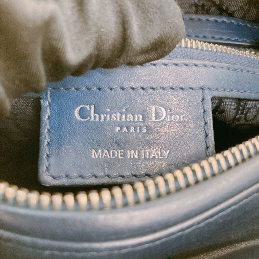 MS0805 Christian Dior 迪奧 戴妃 中號 羊皮 軍藍色 銀扣 Lady Dior Medium Lambskin Navy x PHW-26