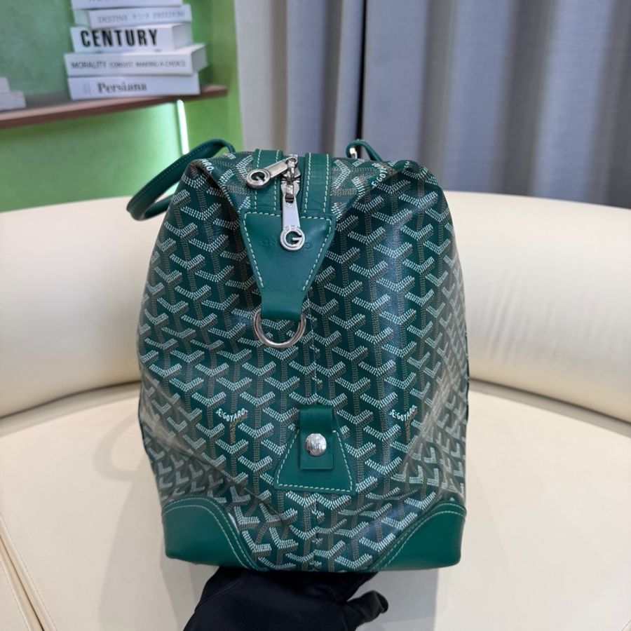 Goyard戈雅 boeing45旅行袋 綠色銀扣 附件肩帶 長45cm 寬21cm 高32cm。-2