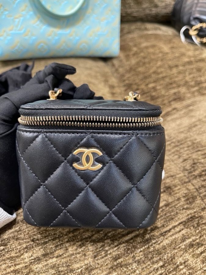 Chanel香奈兒22B 黑金方糖小盒子 芯片款-0