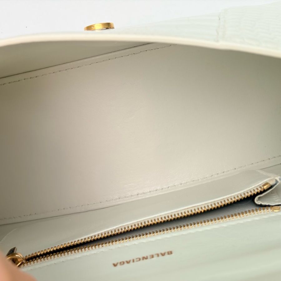 Balenciaga 巴黎世家 沙漏包 白金小號鰐壓紋手提包斜挎包,-7