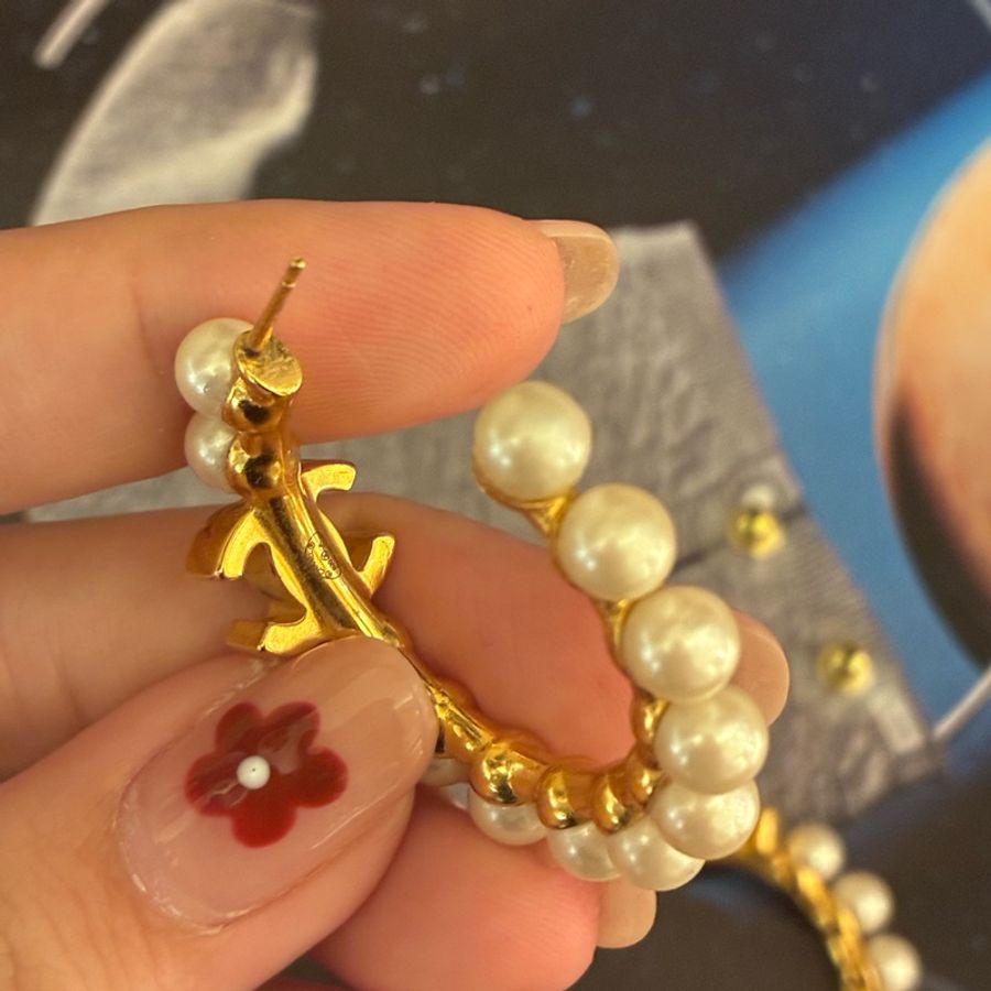 Chanel 珍珠大C金雙C耳環 氣質🎀-11
