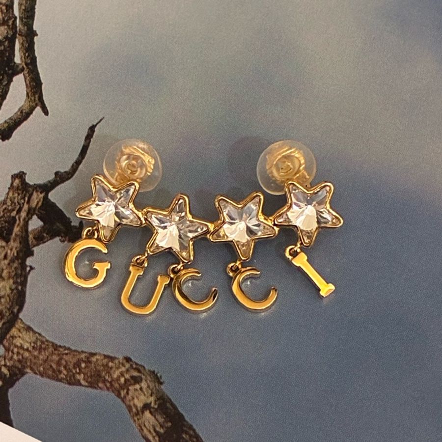 Gucci 金鑽星星字母logo耳夾🤍-0