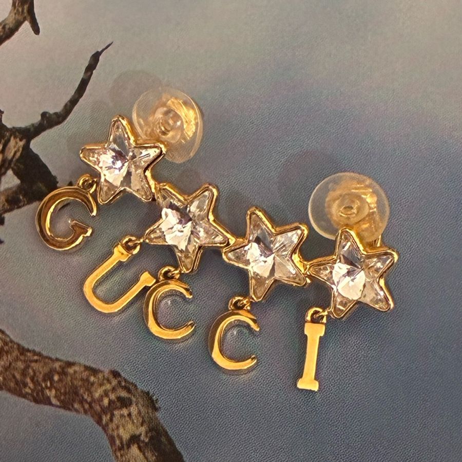 Gucci 金鑽星星字母logo耳夾🤍-3