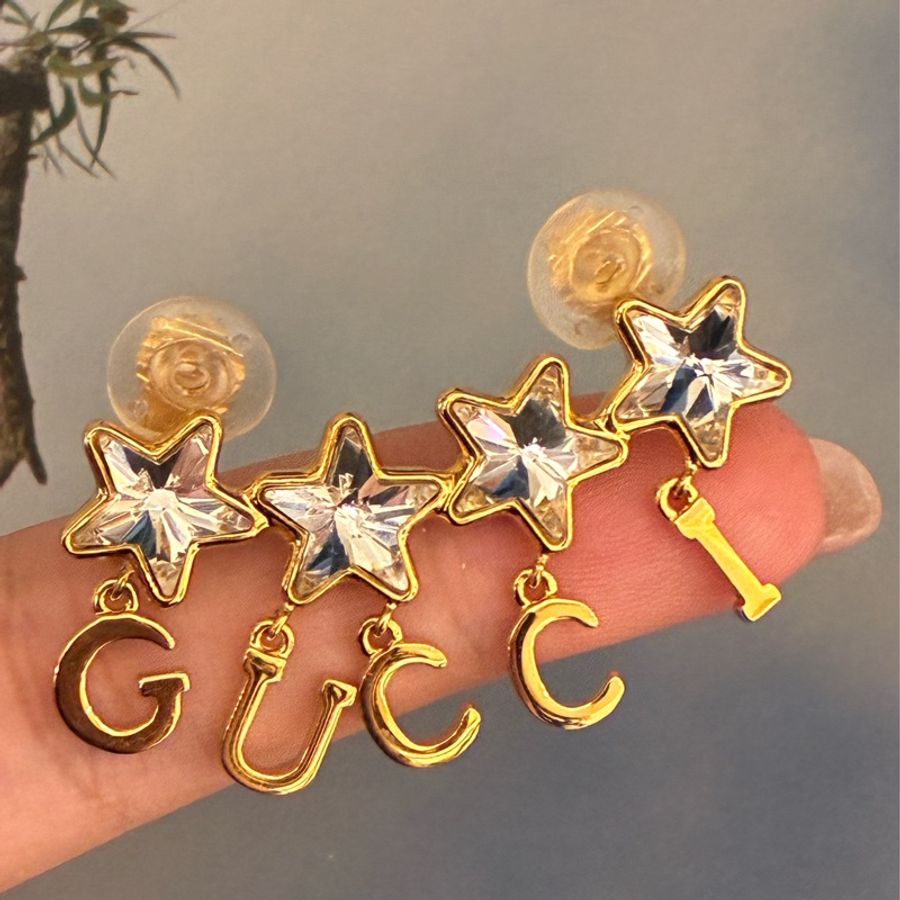 Gucci 金鑽星星字母logo耳夾🤍-12
