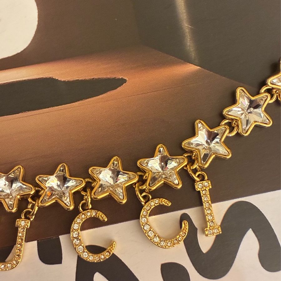 Gucci 金鑽星星字母logo黑織帶項鍊✨✨-3